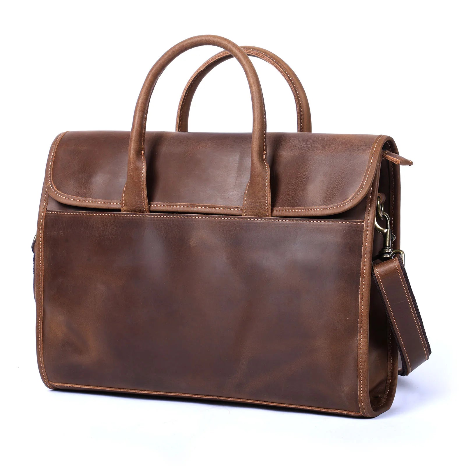 Men's Leather Vintage Briefcase - 14" Laptop Messenger Bag